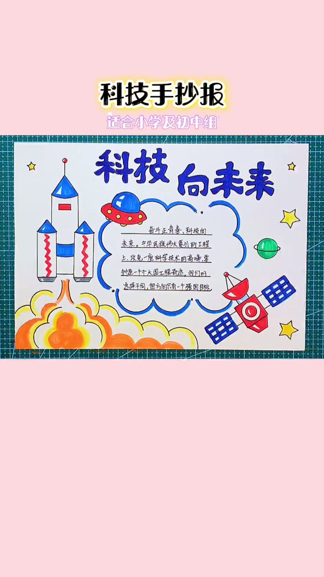 简单漂亮的一等奖科技主题手抄报模板 评论区有线描稿 简笔画 手抄报