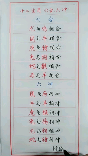 #我要上热门#十二生肖六合六冲