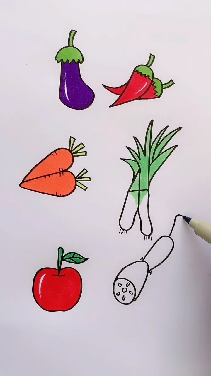 #简笔画#用数字画各种蔬菜,是不是很简单