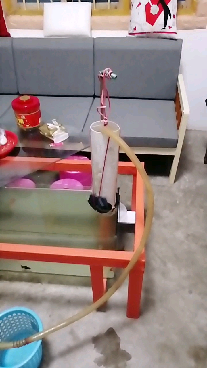 DIY鱼缸茶几简单过滤,不用换水。