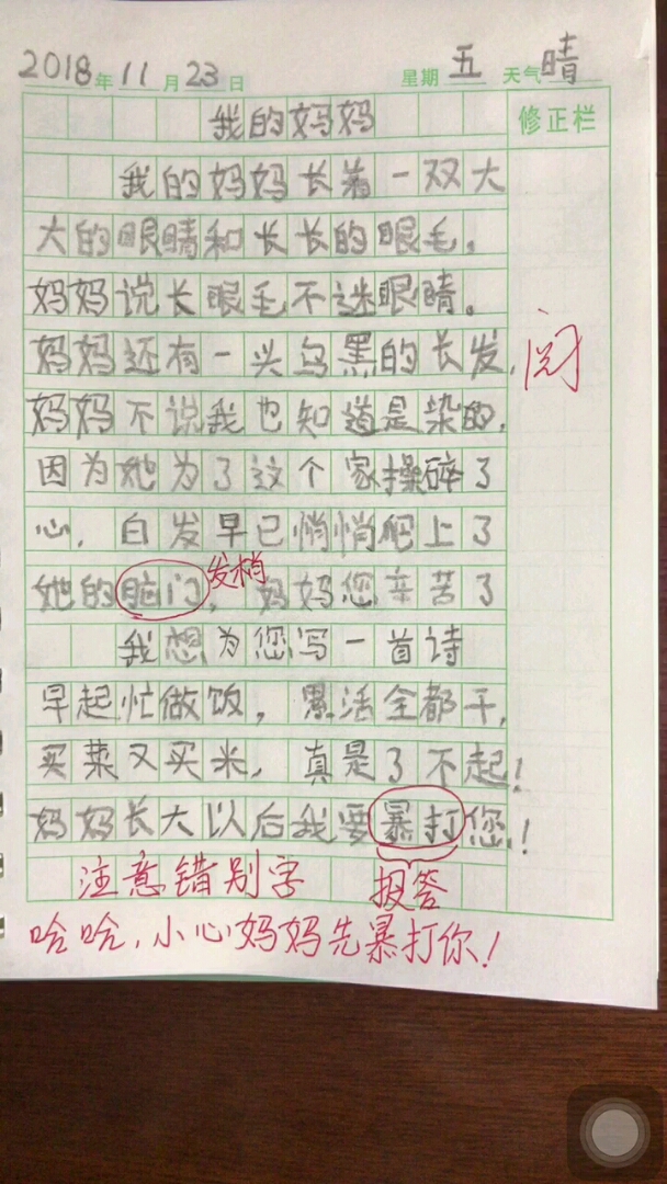 孩子,妈妈看过你的作文了吗?