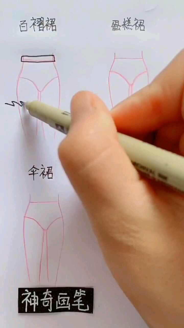 四种裙子的画法一看就会