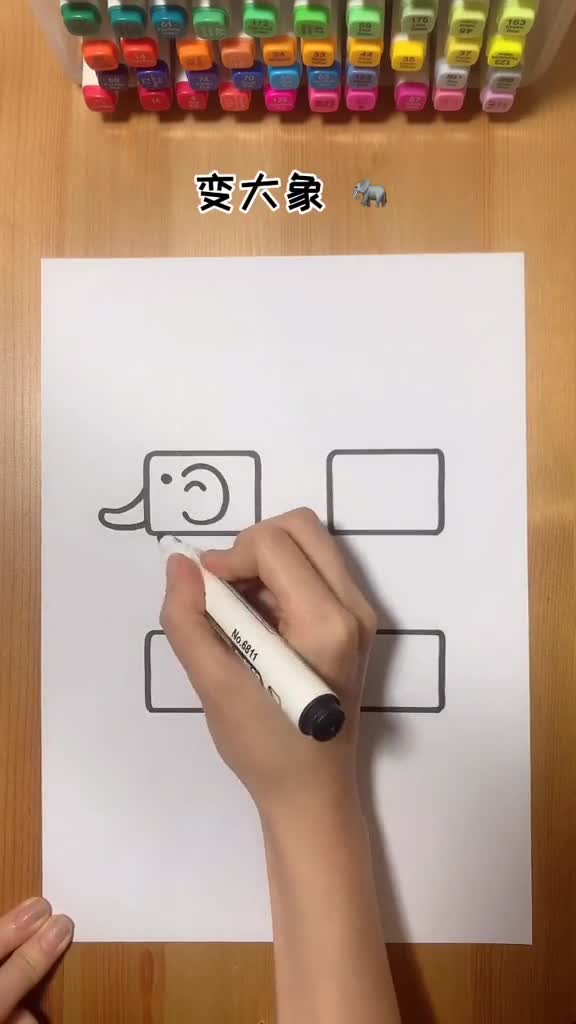 用方块画点小动物,你们还想变点什么?我来帮你们～dou出新知,每日亲子陪伴,画画,简笔画,