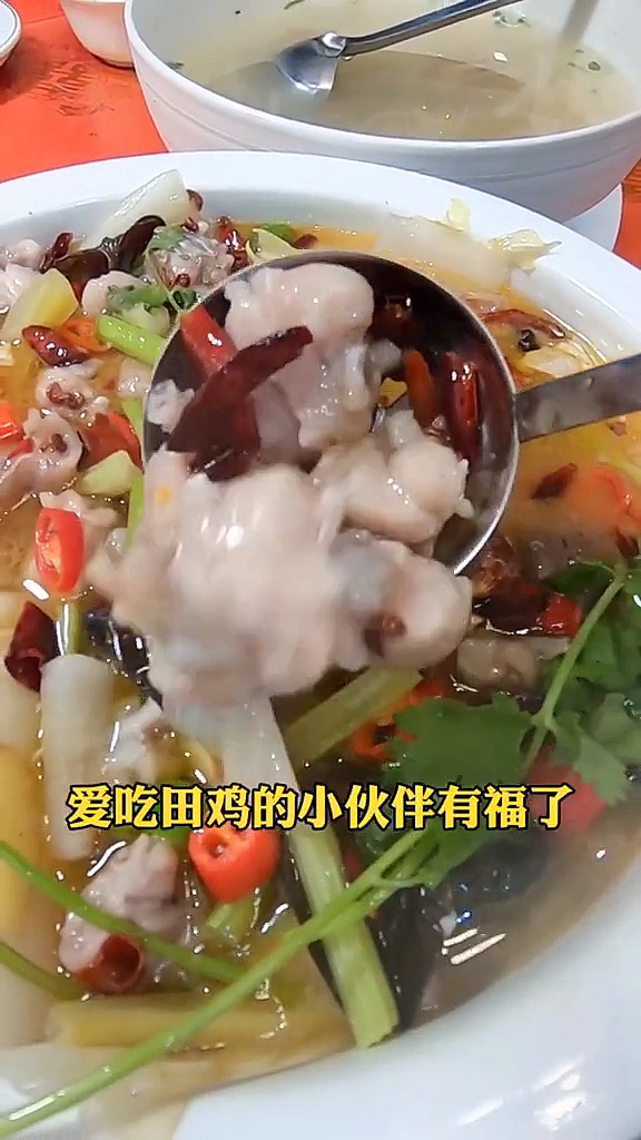 #探店美食#你喜欢吃泡椒田鸡吗,肉Q滑有嚼劲,汤酸爽解酒下饭