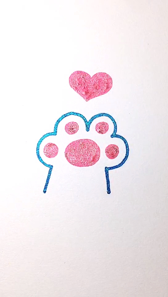 #创意简笔画#可爱的小猫爪一看就会～