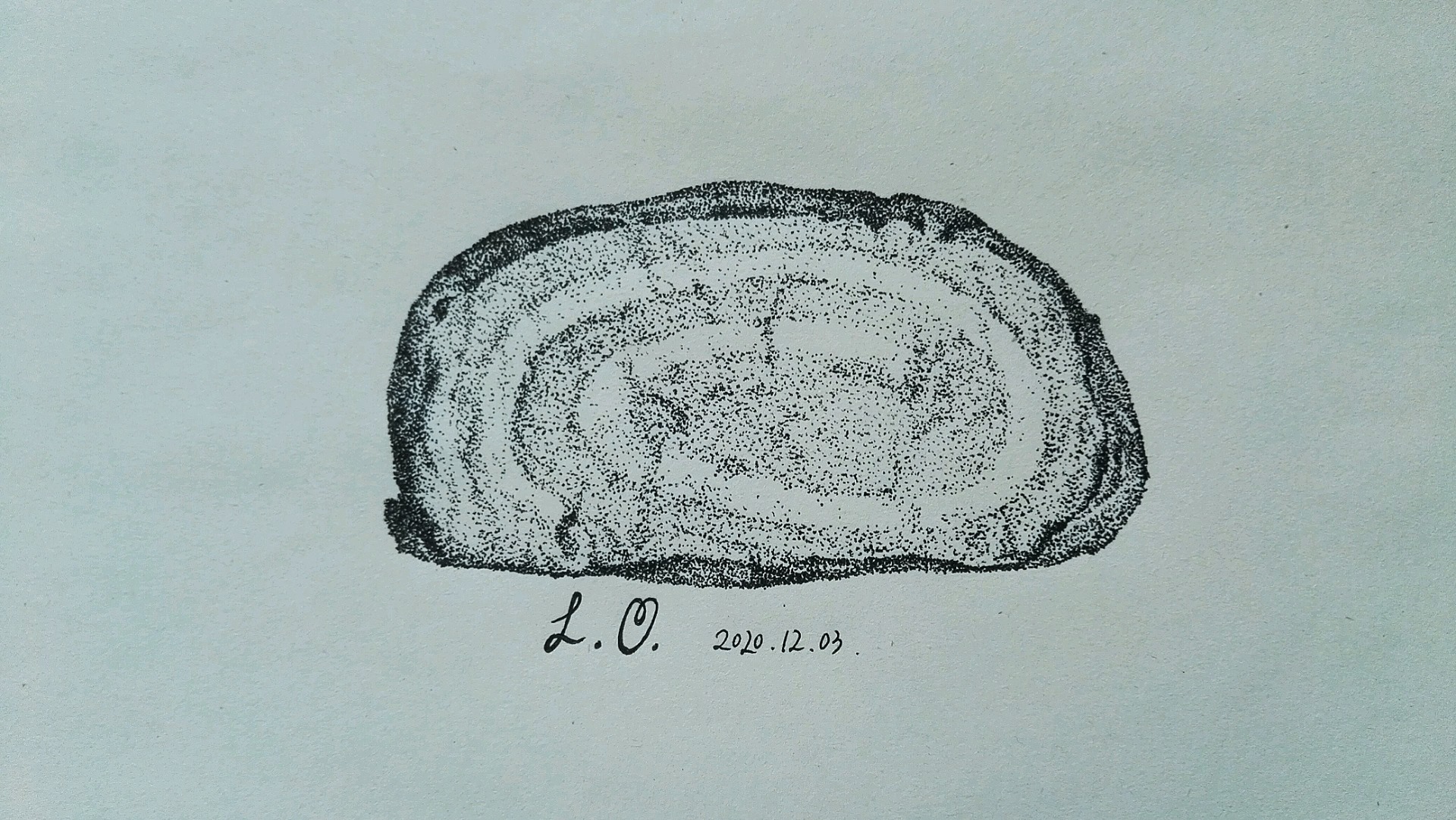 #美食#水笔画素描点画《奶油面包》