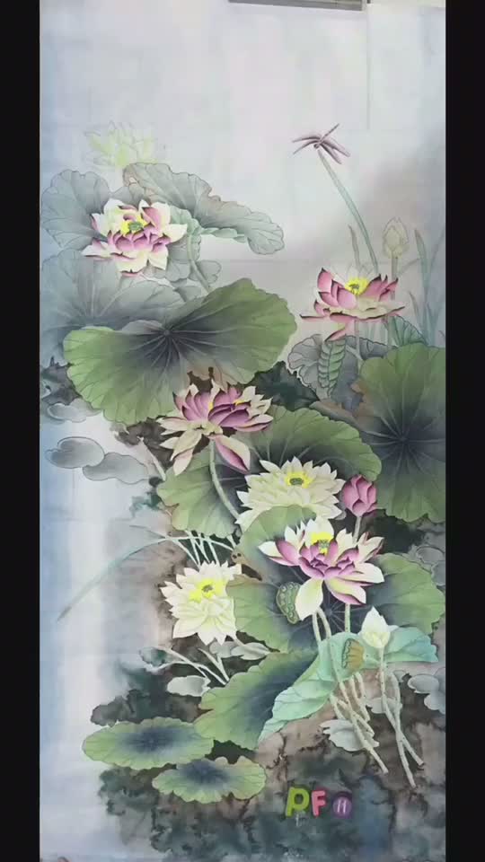四尺工笔荷花