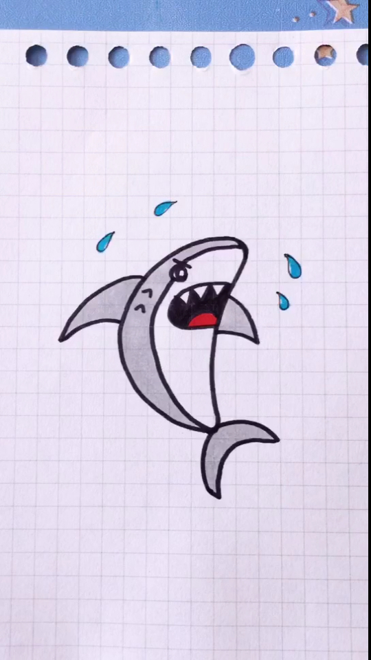 #简笔画#简单画鲨鱼