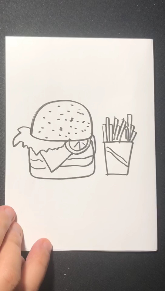 #果倍爽吸出加“贝”年趣#趣味儿童简笔画(>_<)早餐汉堡来了。