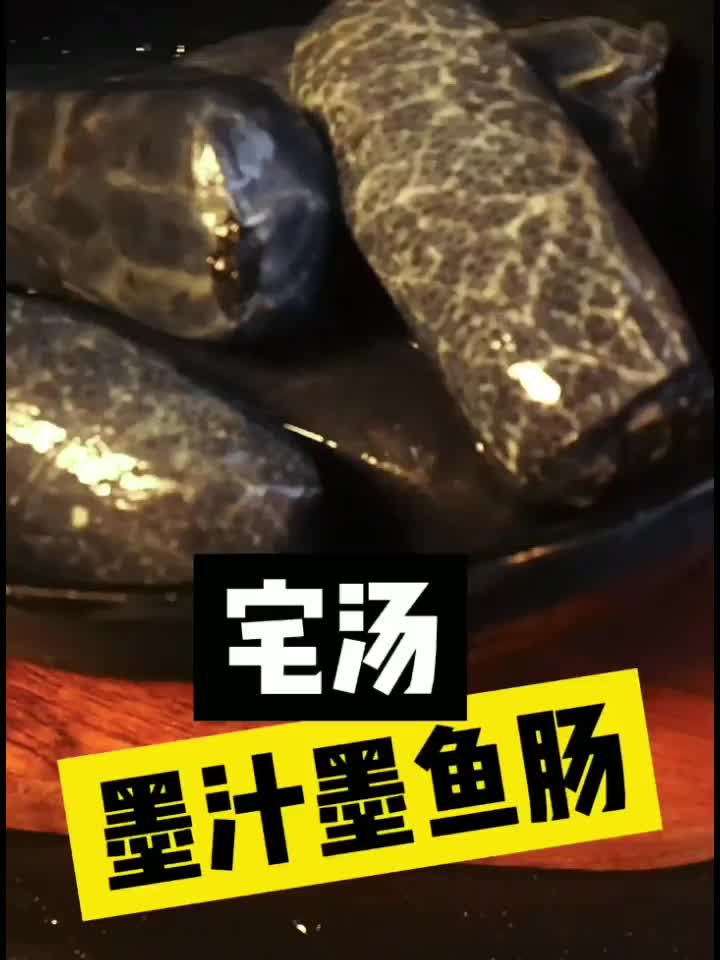 宅汤美食美味推荐-烧烤墨汁墨鱼肠 脆香可口 味道超级棒哦!