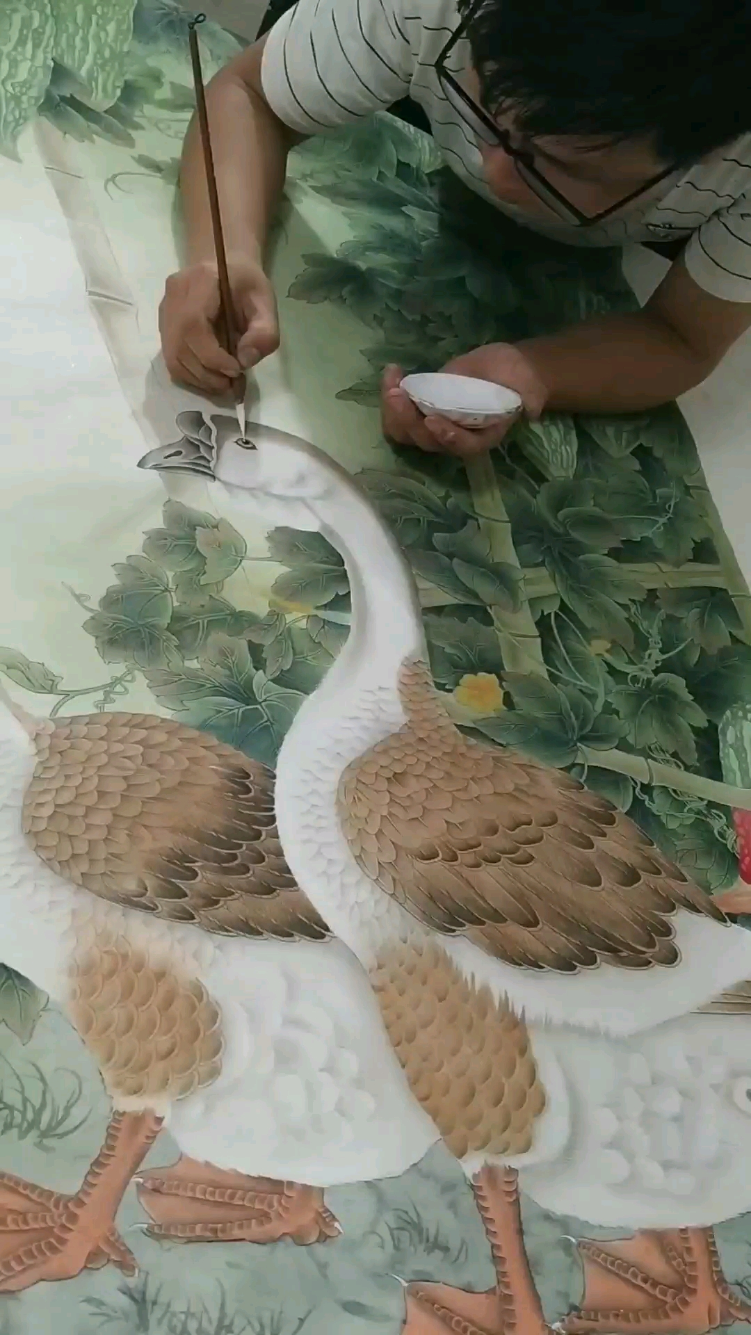 #全民心动#工笔画大鹅,苦尽甘来@