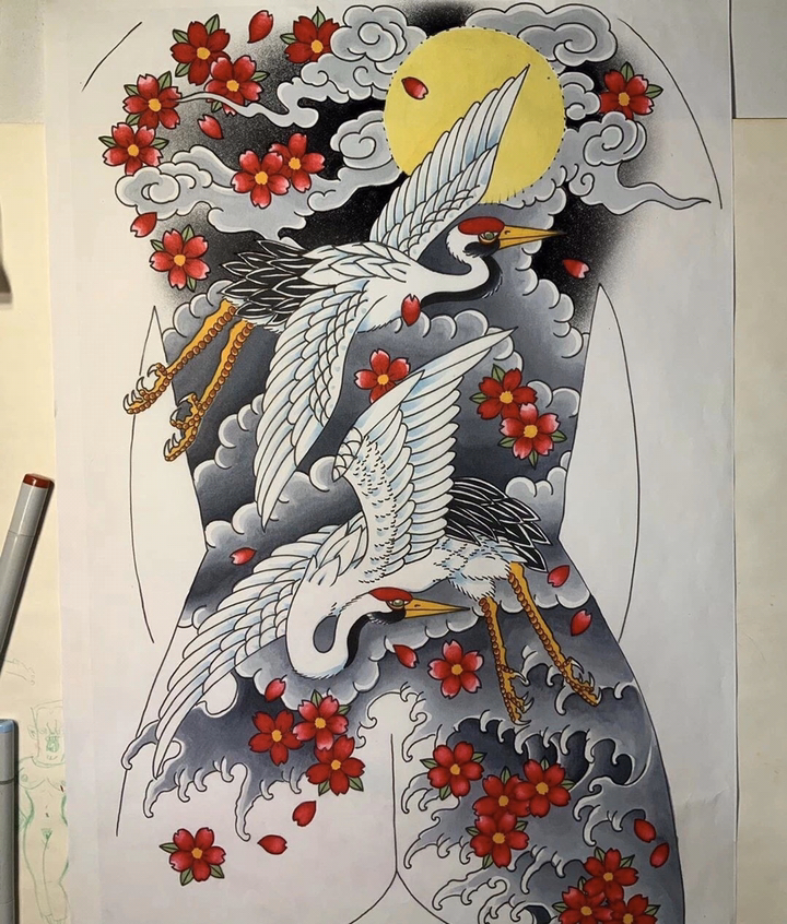 #高手在民间#鹤:寓意不错的纹身!是你喜欢的风格吗#纹身#杭州大唐纹身