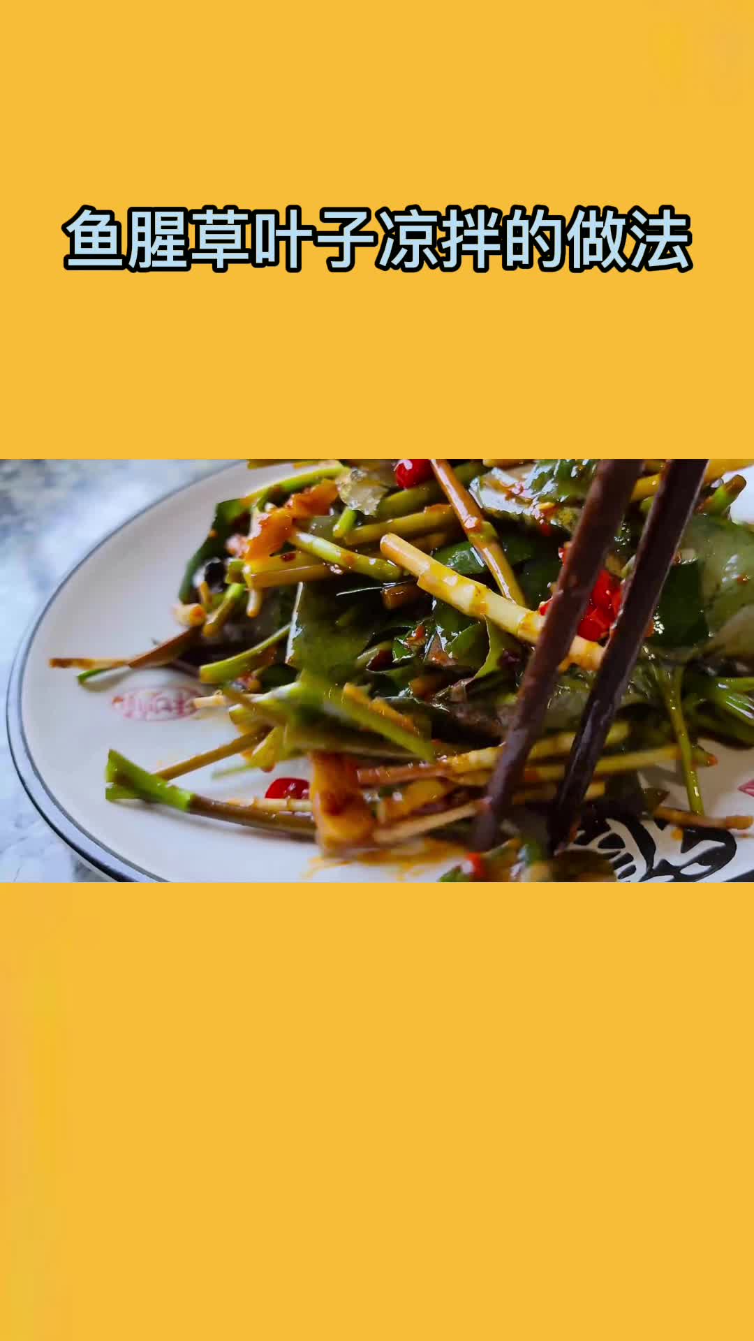 一锅美味的凉拌鱼腥草,充满食欲,非常好吃