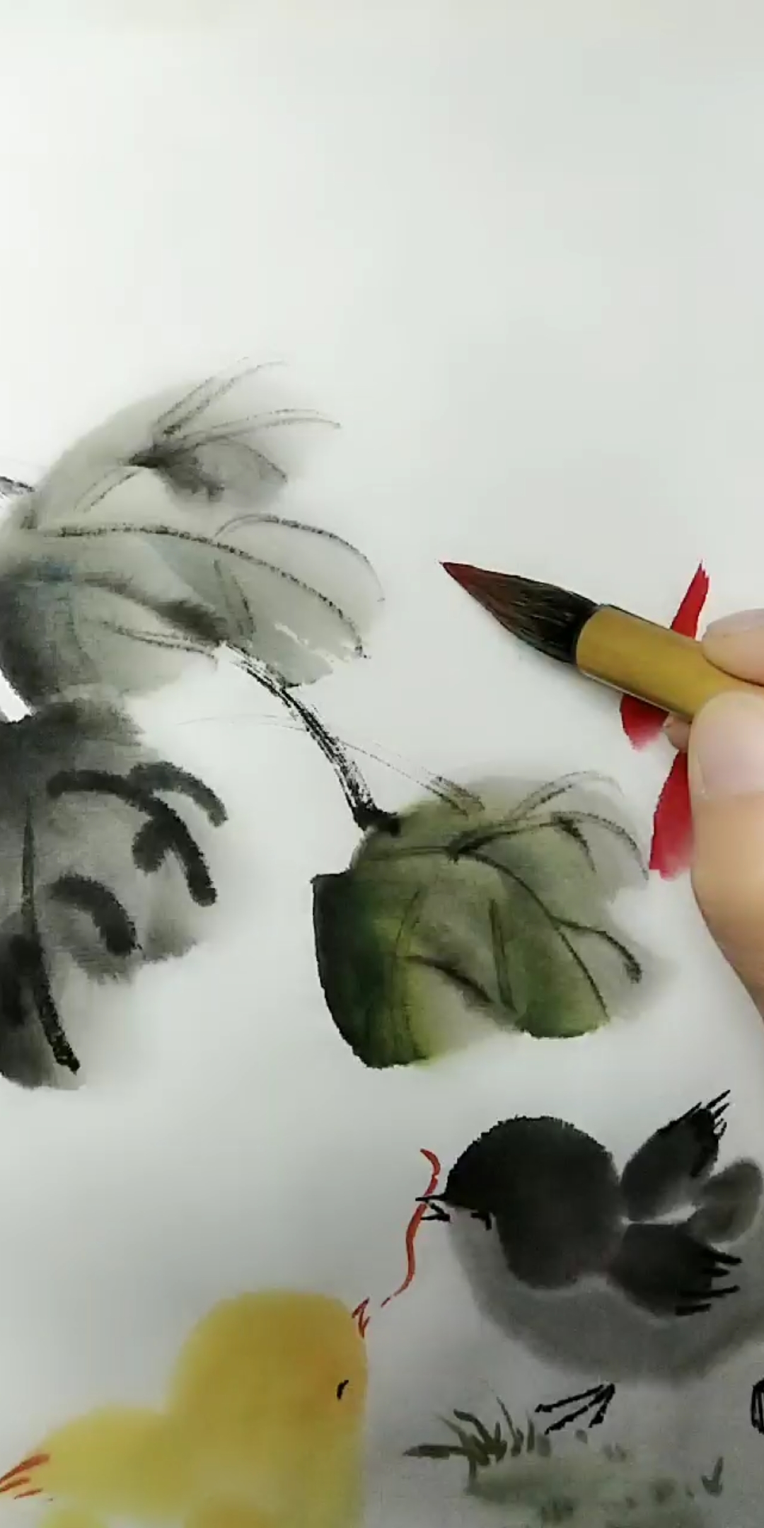 #中国画#画小鸡牵牛花,祝朋友们幸福吉祥!感到幸福的朋友们请给个双击加关注呗!感谢大支持!