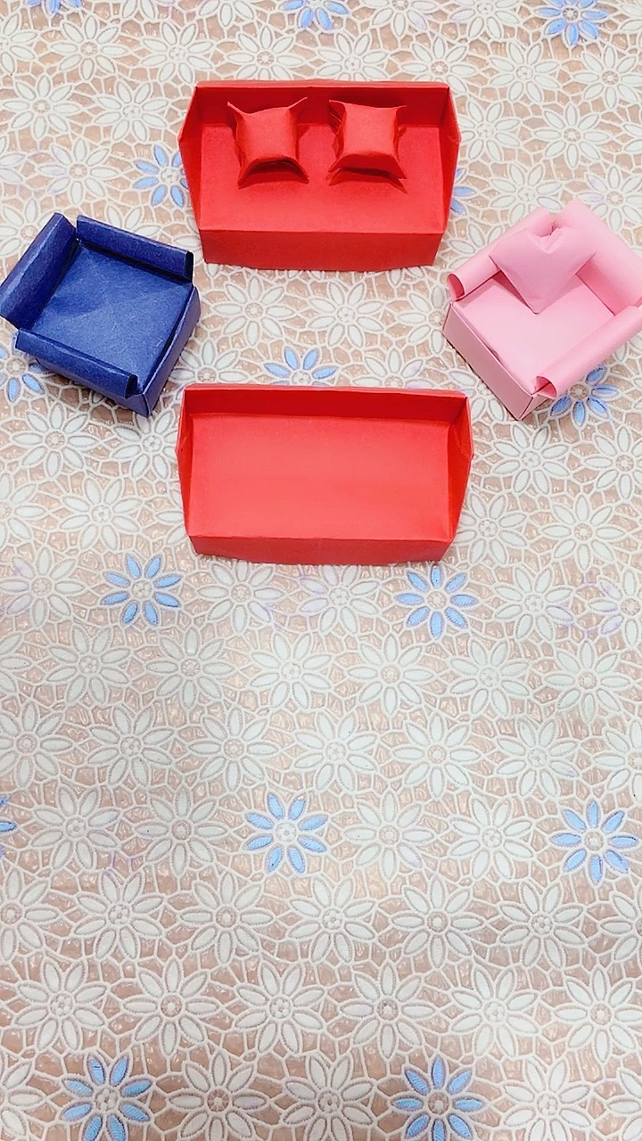 #手工折纸#迷你小家具,小朋友最喜欢的过家家玩具,沙发套装
