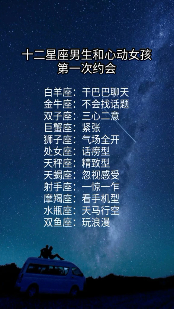 十二星座男生和心动女孩第一次约会
