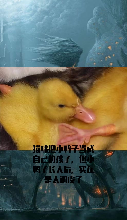 #社会奇闻#猫咪把小鸭子当成自己的孩子,但小鸭子长大后,实在是太调皮了