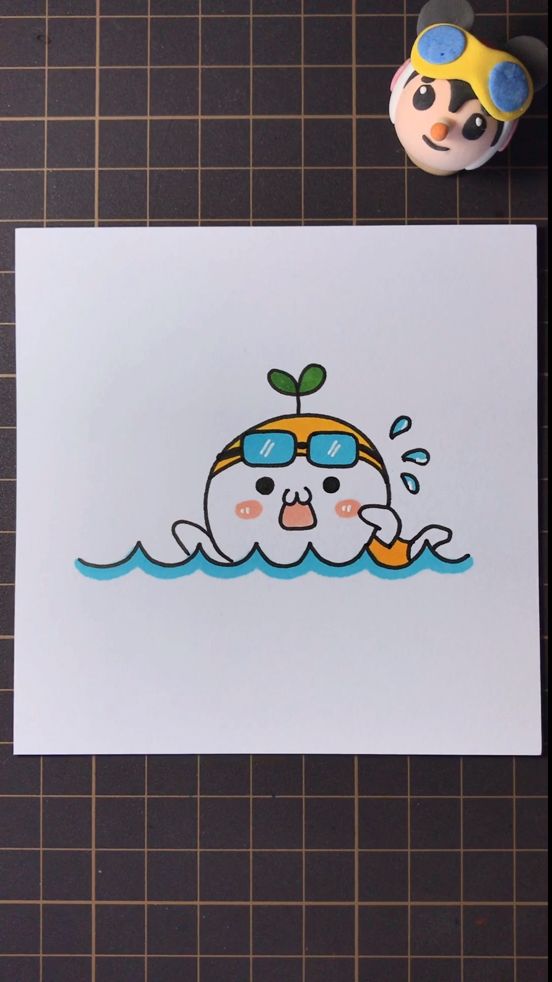 #画画原来如此简单#夏天到了,画个可爱的游泳小团子