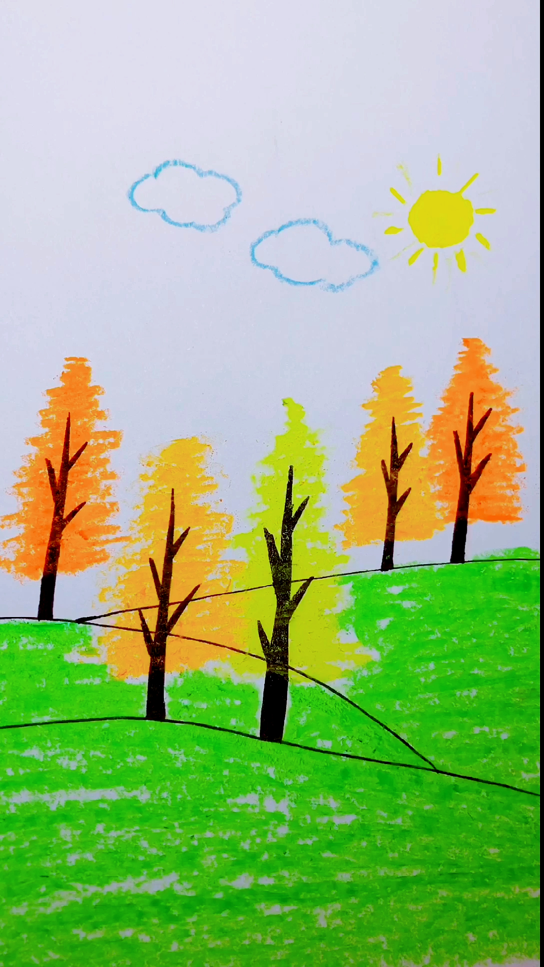 #我要上热门#蜡笔画风景