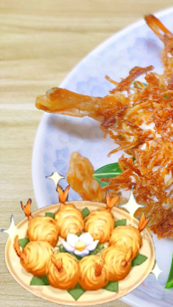 #美食#完美还原【原神】中最喜欢吃的料理金丝虾球!外酥里嫩,光看着就想吃
