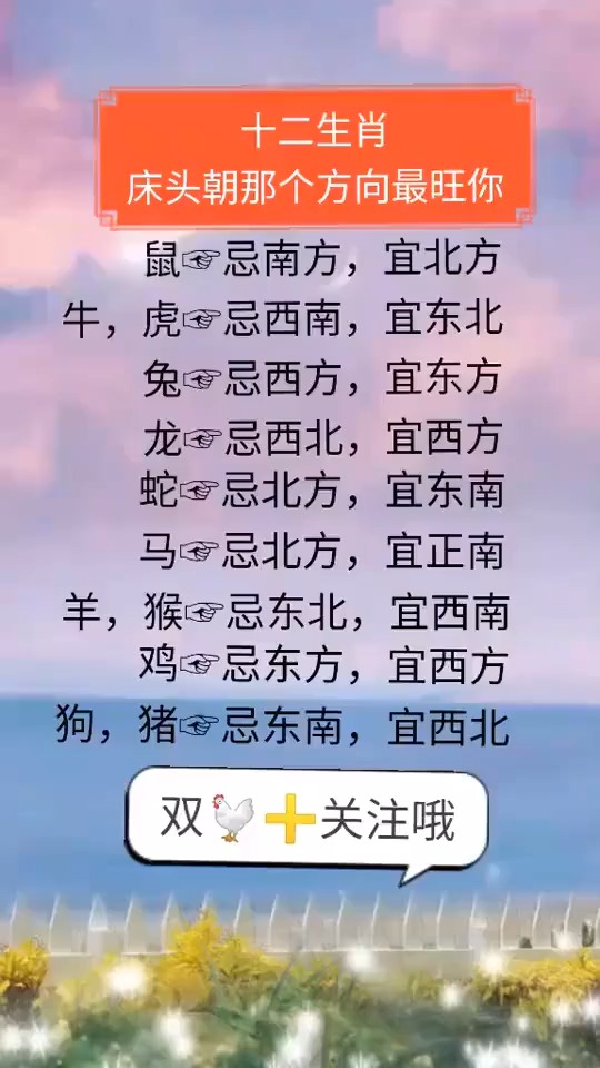 十二生肖床头朝向哪个方向最旺的你