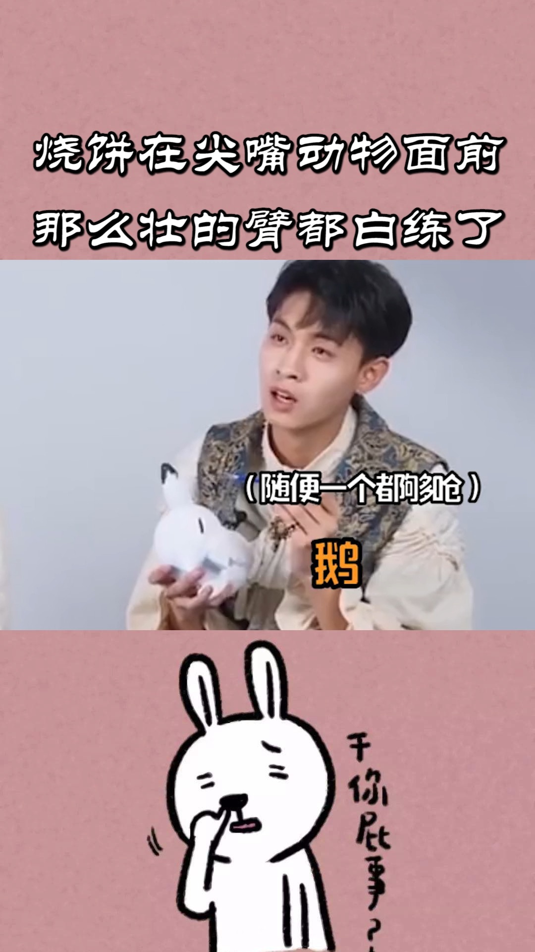 烧饼在尖嘴动物面前,那么壮的手臂都白练了