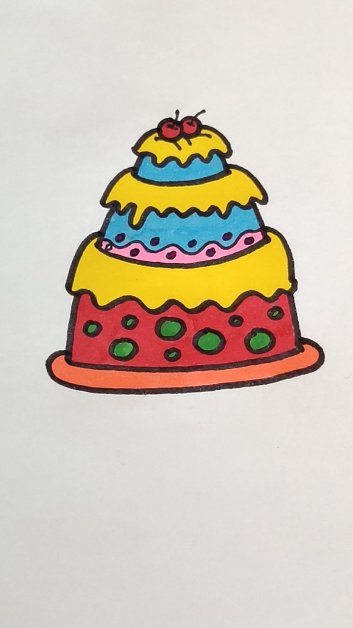 简笔画~好吃的生日蛋糕