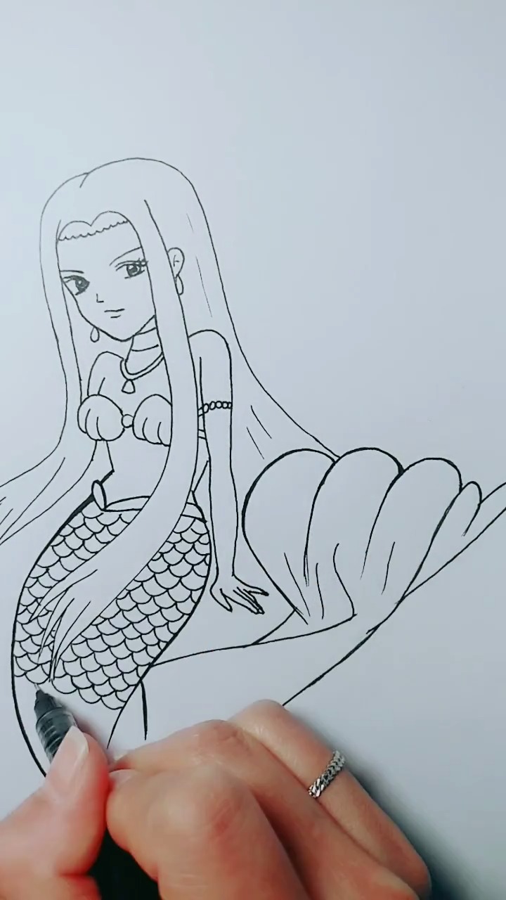 #简笔画#来一张美人鱼,喜欢吗?