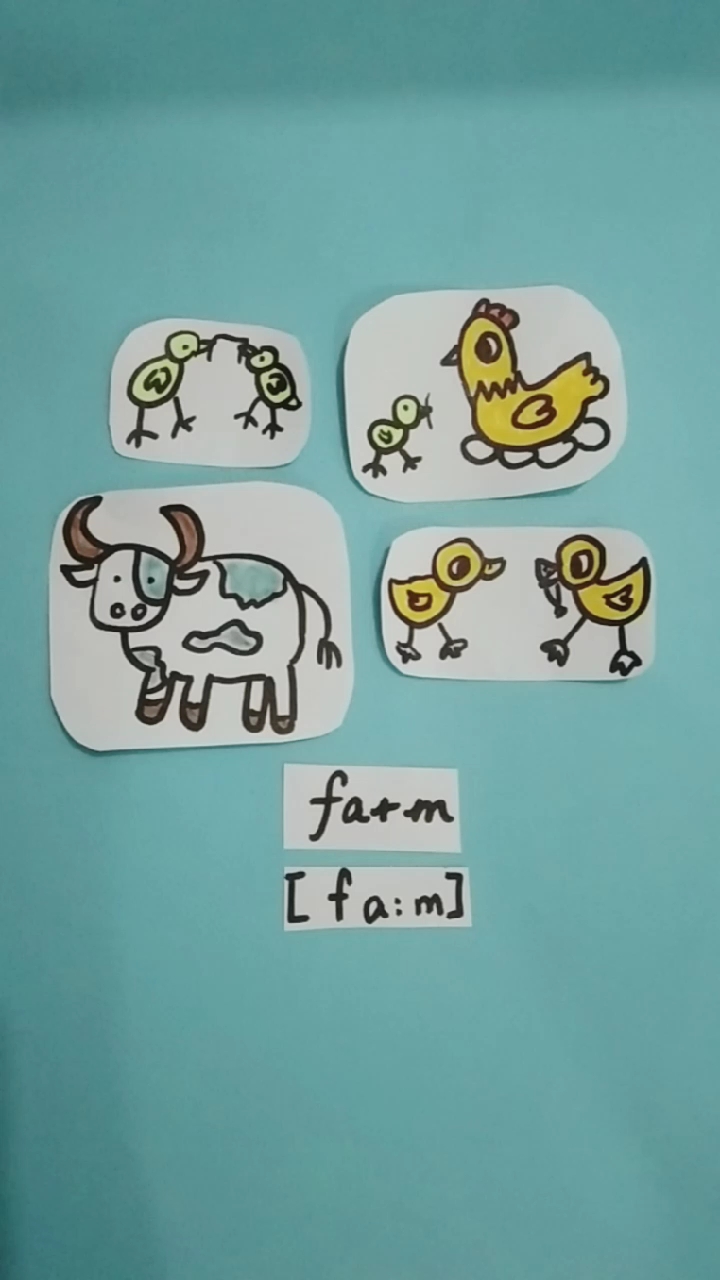 一年级英语单词拼读发音读音farm农场简笔画