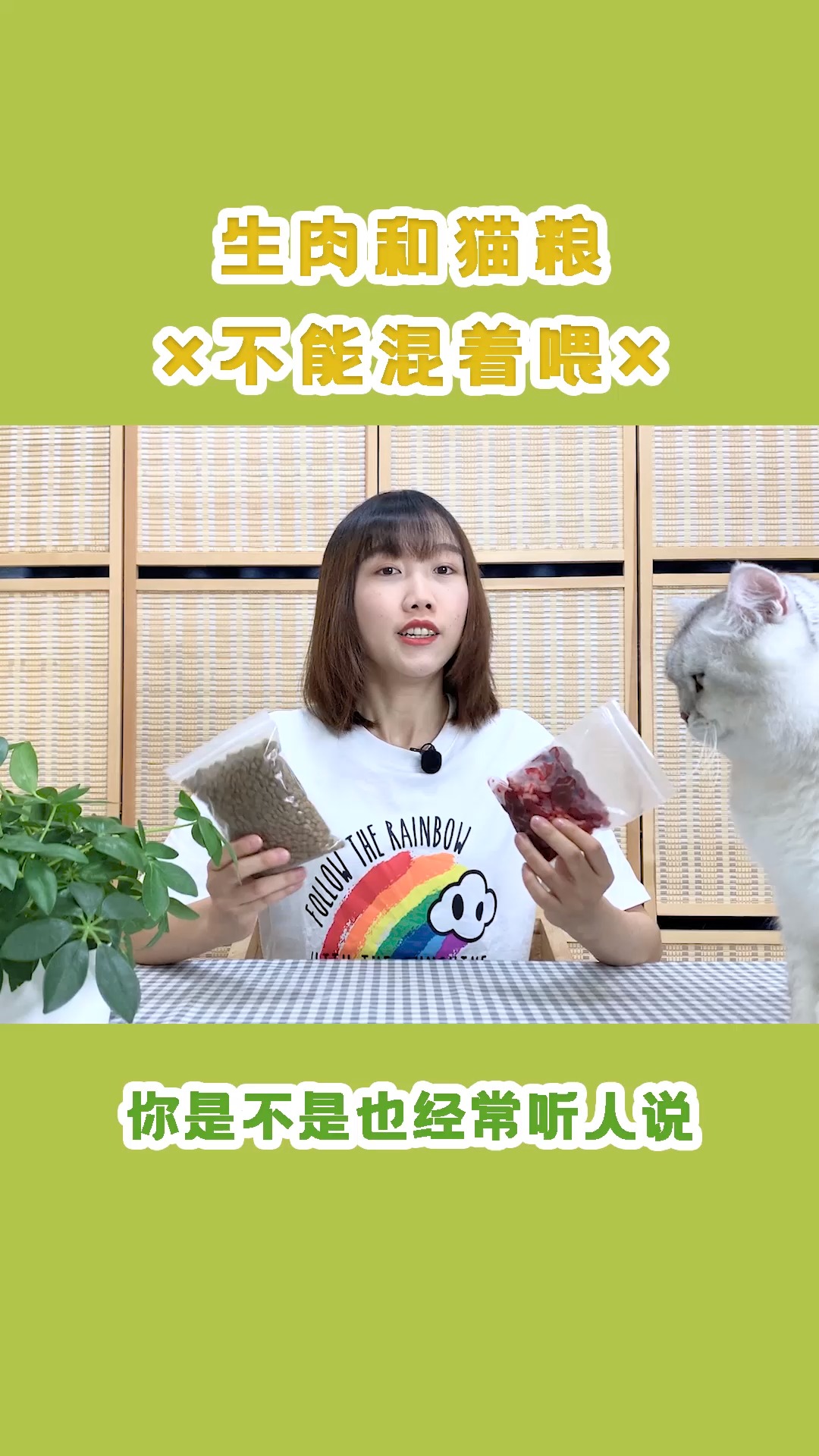 #家有猫咪#生骨肉和猫粮,最好不要混着喂猫!