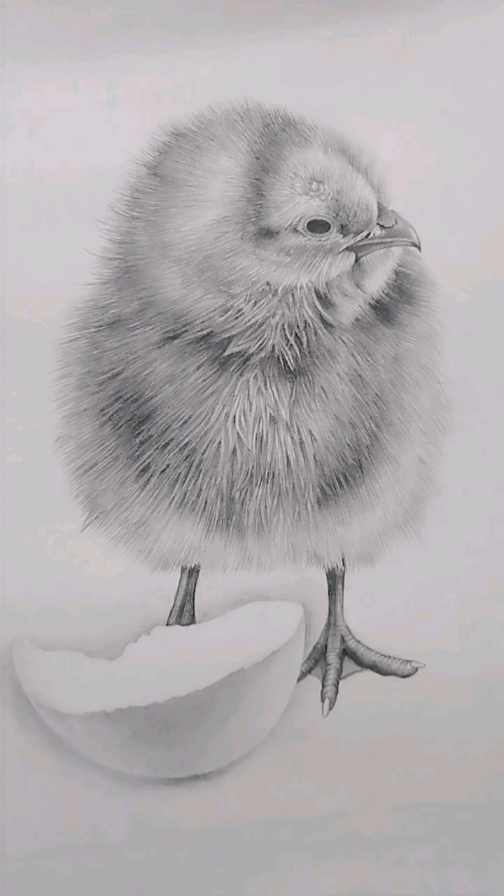 #民间艺术#素描小鸡,长出毛毛的状态,可爱