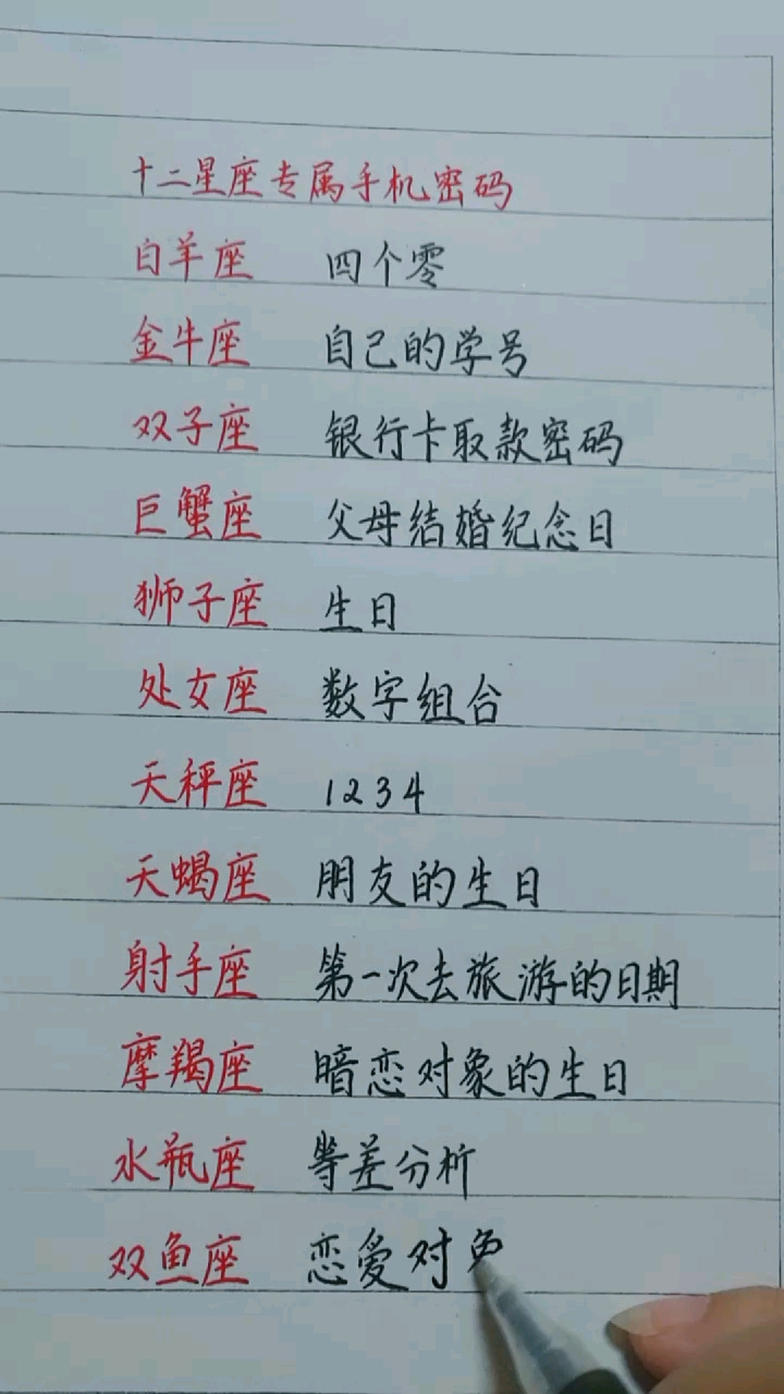 #我要上热门#十二星座专属手机密码