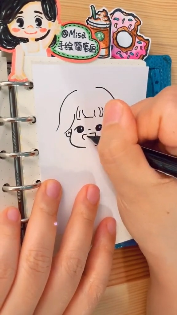 #手绘教程#萌萌的娃娃脸手绘女孩头像手绘简笔画手账素材
