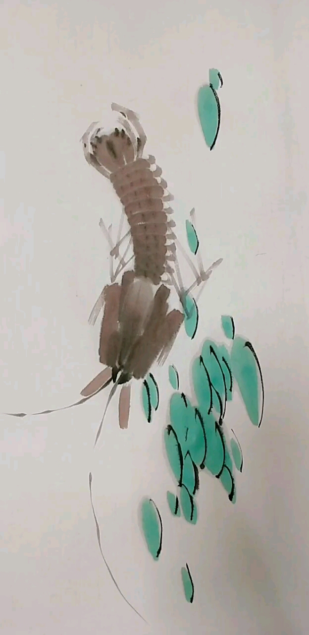 #我要上热门#演示水墨画皮皮虾