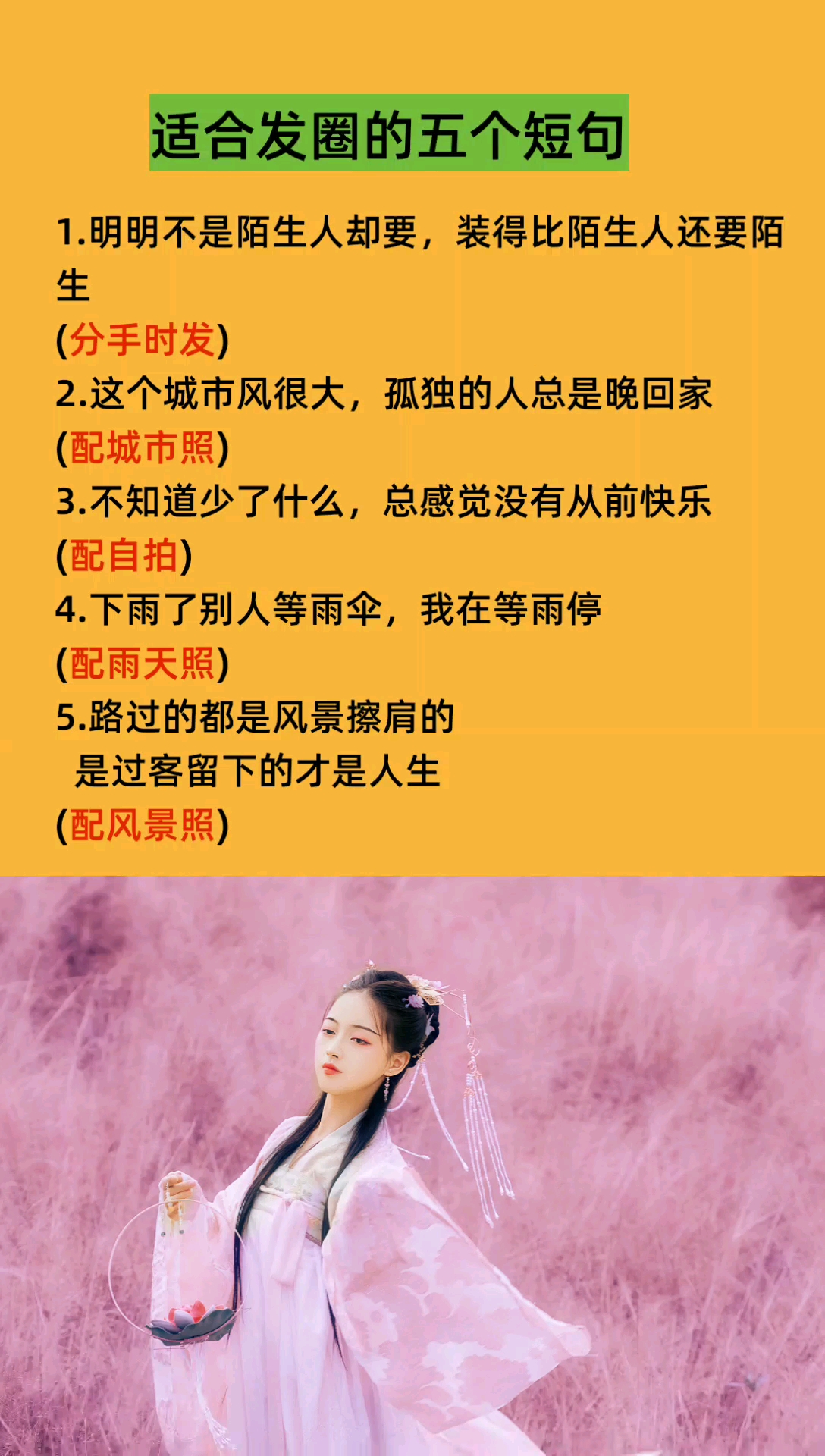 #适合发朋友圈的文字#这个城市风很大,孤独的人总是很晚回家