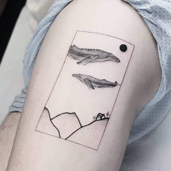 #寻找最牛手艺人#很向往自由自在的生活,比如想你…鲸鱼#纹身#杭州大唐纹身