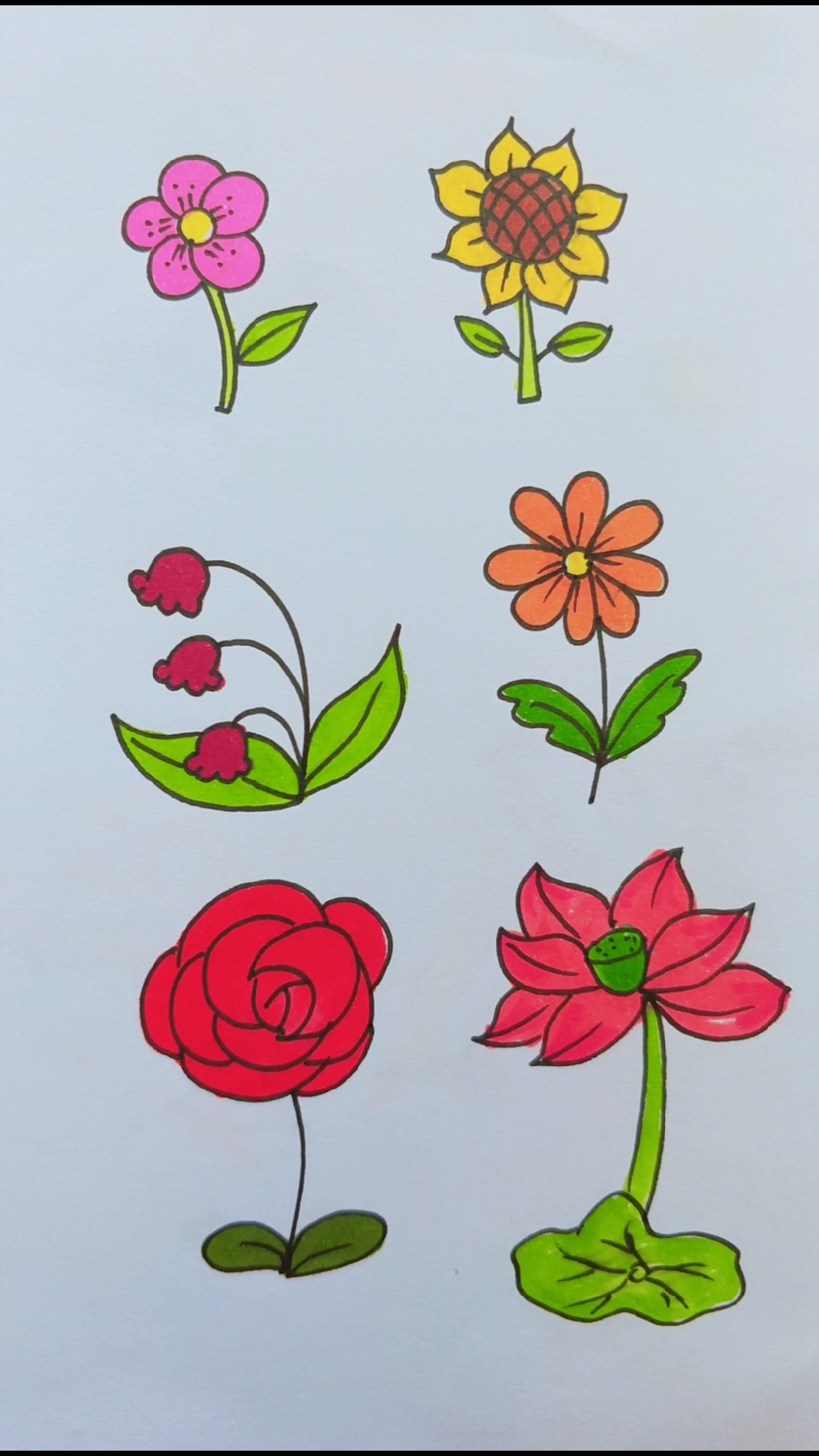 #简笔画#教你画各种花，大家学会了吗？