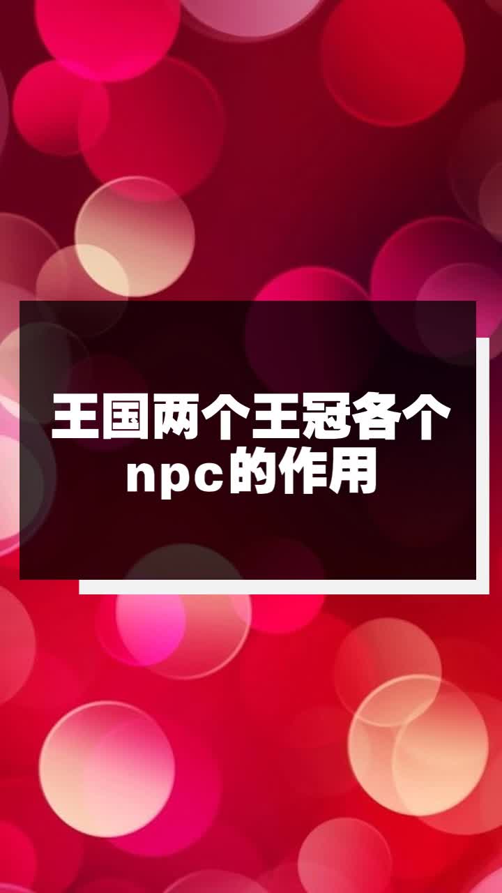 王国两个王冠各个npc的作用