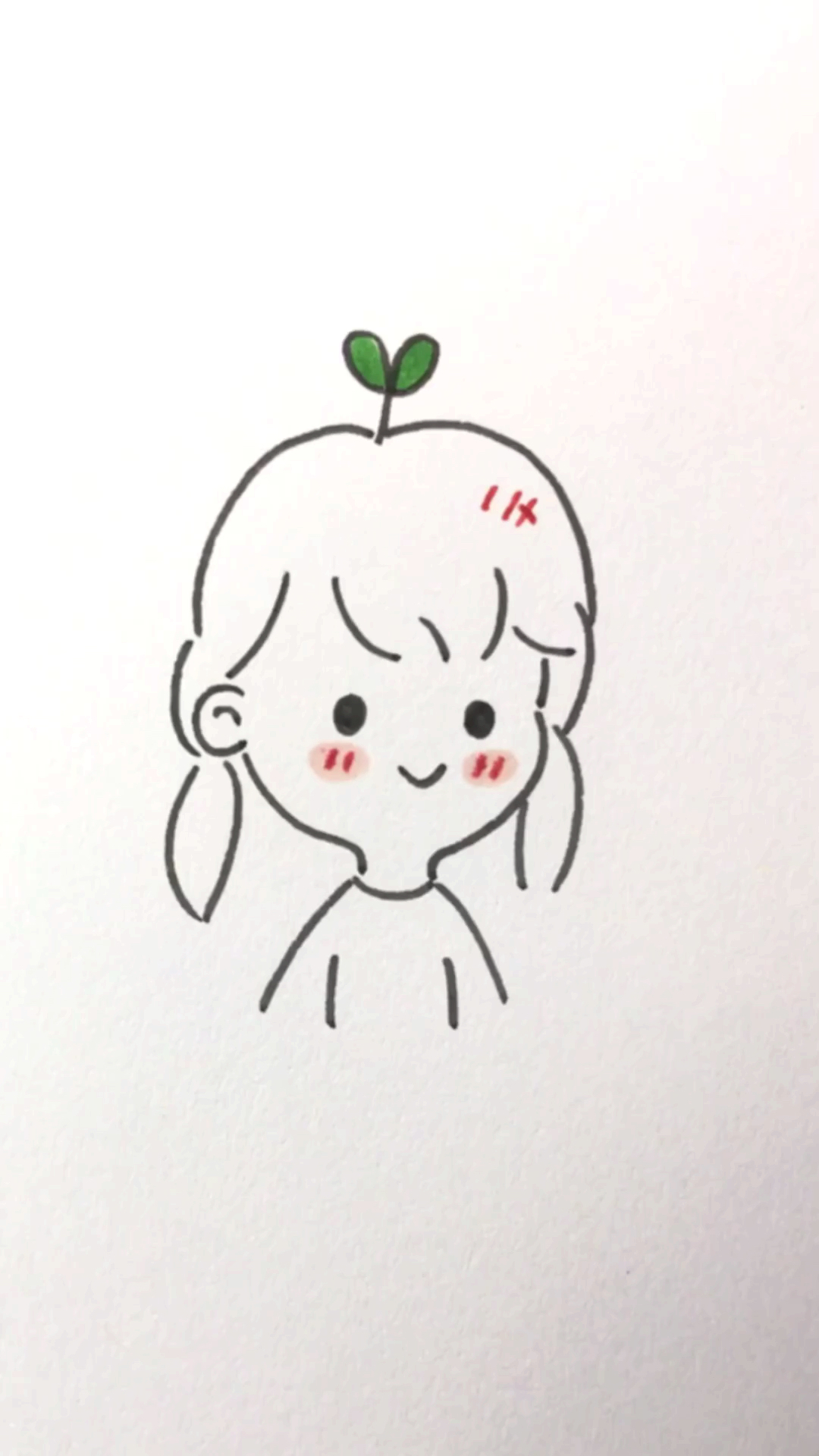 #创意简笔画#画个可爱的娃娃脸当头像吧~