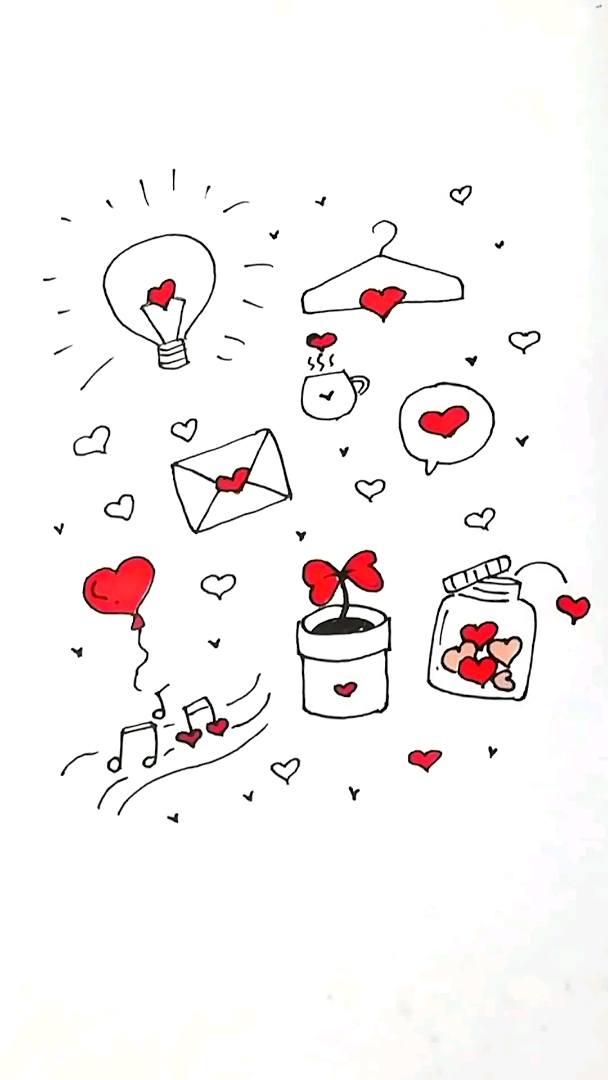 #优秀如我#喜欢你,世界都是爱你的形状,在评论里留下他的名字吧 简笔画手绘插画 