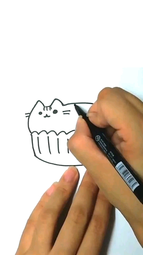 #神宠来袭#可爱的手绘纸杯猫猫来一发(ω) 简笔画 手绘 盲盒 纸杯蛋糕 猫