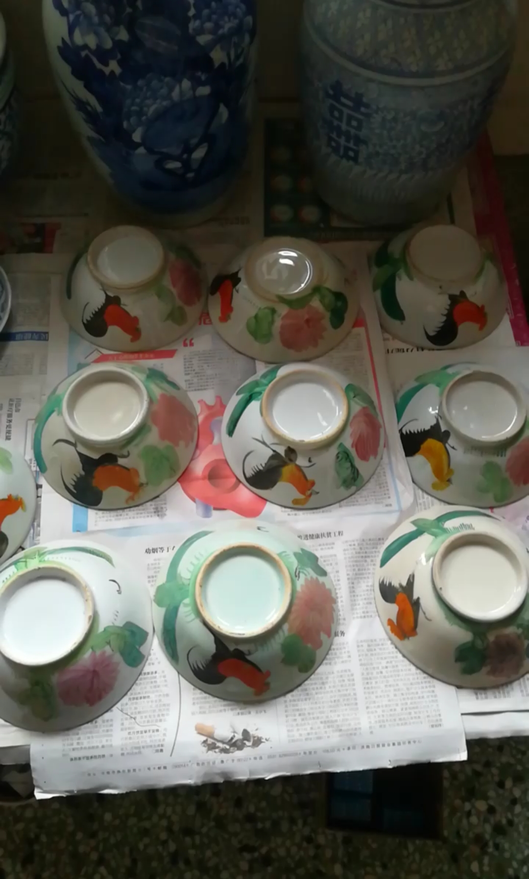 网红粉彩公鸡大碗,寓意富贵大吉