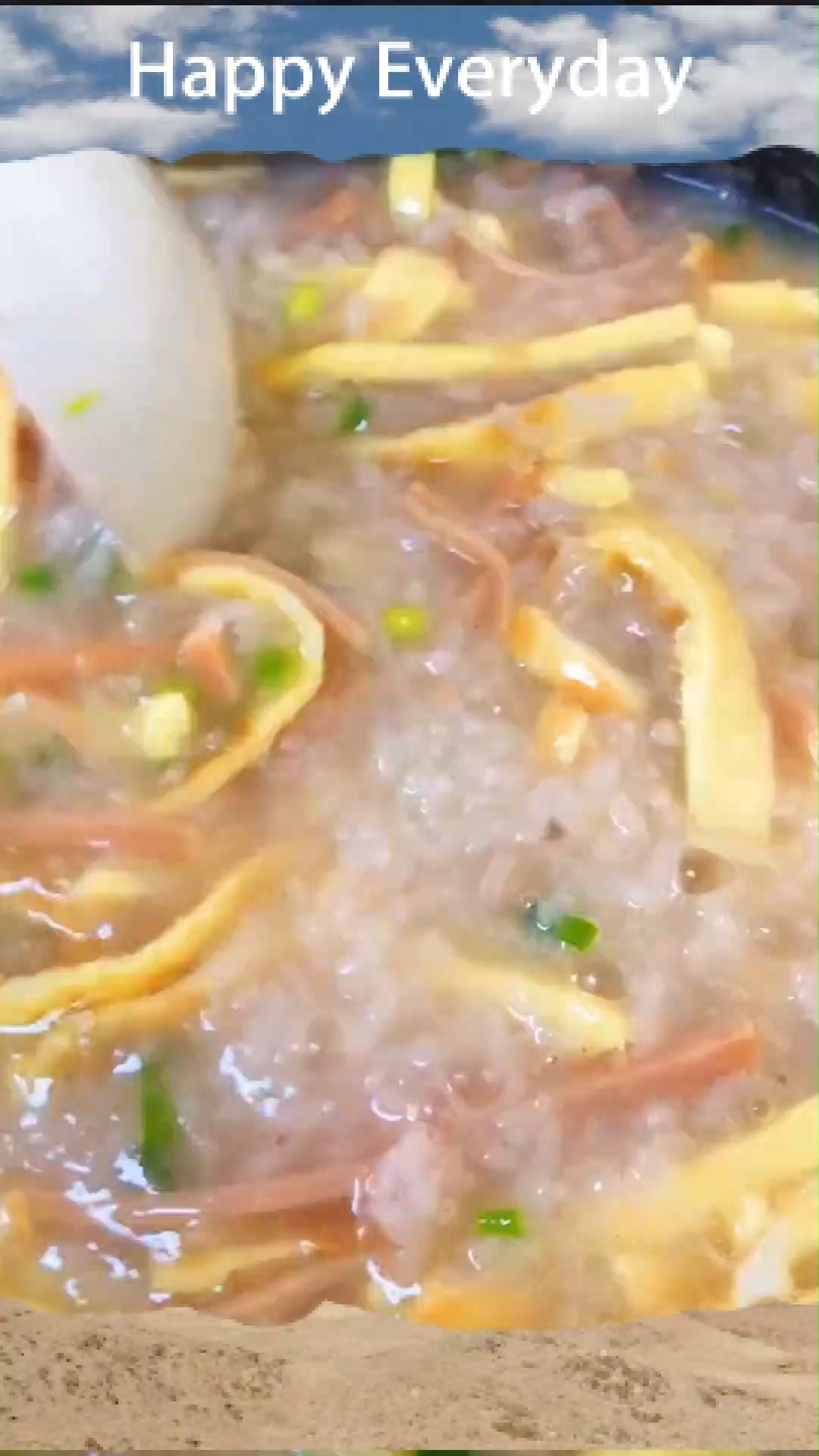 火腿蛋丝粥学会这个粥,保准你家孩孩能喝三大碗,太好喝了
