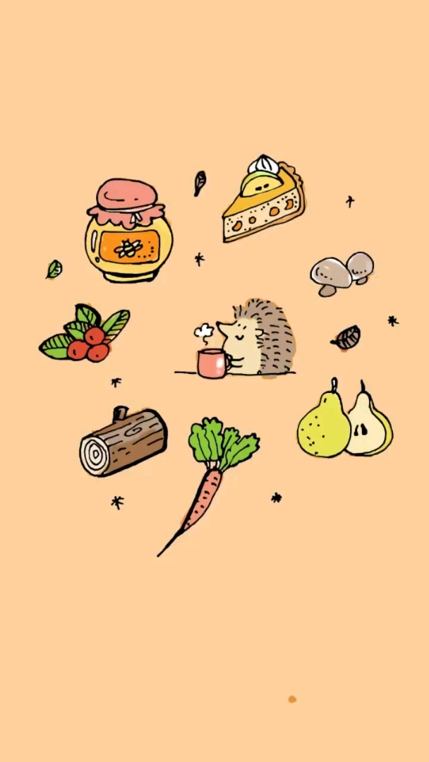 #优秀如我#简笔画手绘 热饮、蛋糕、蜂蜜、梨子、圣诞节、应季蔬菜,所有美好的东西都想和你分