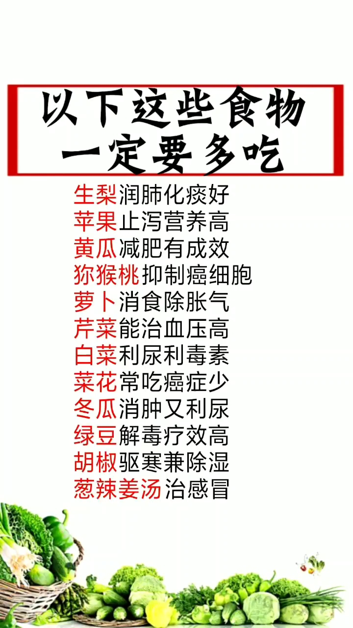 这些食物多吃点!祝大家健康快乐