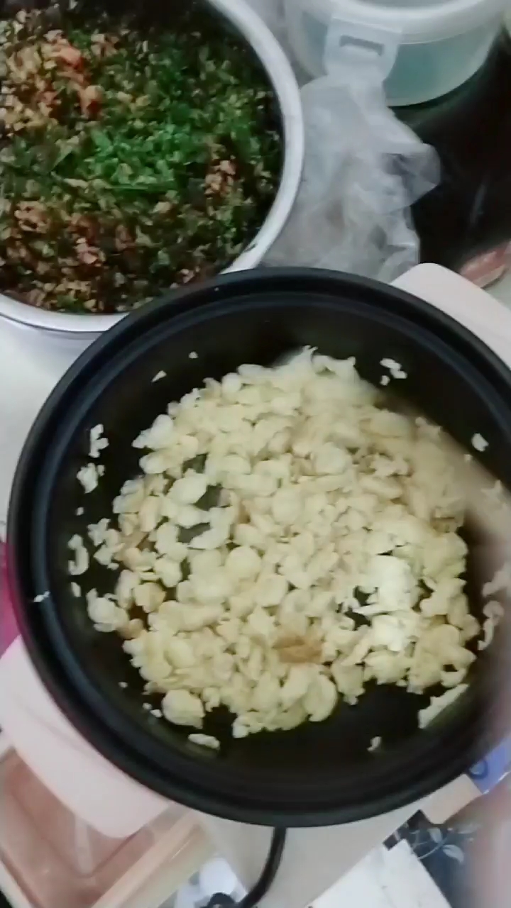 素馅蒸饺,韭菜鸡蛋胡萝卜木耳! 