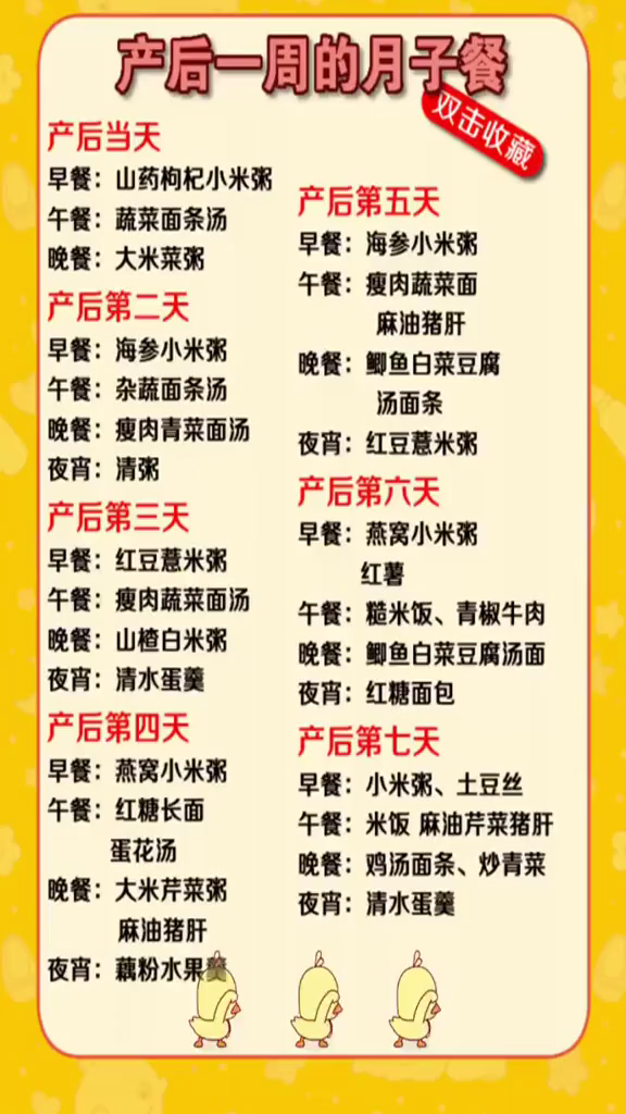 产后一周的月子餐你知道吗