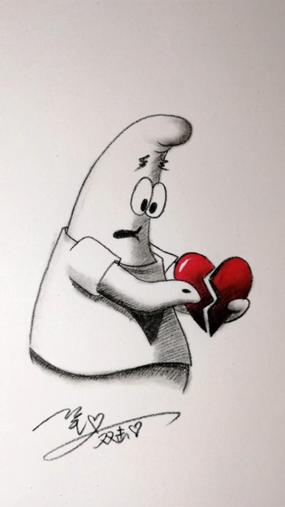 教你画一个派大星,貌似伤心了的样子