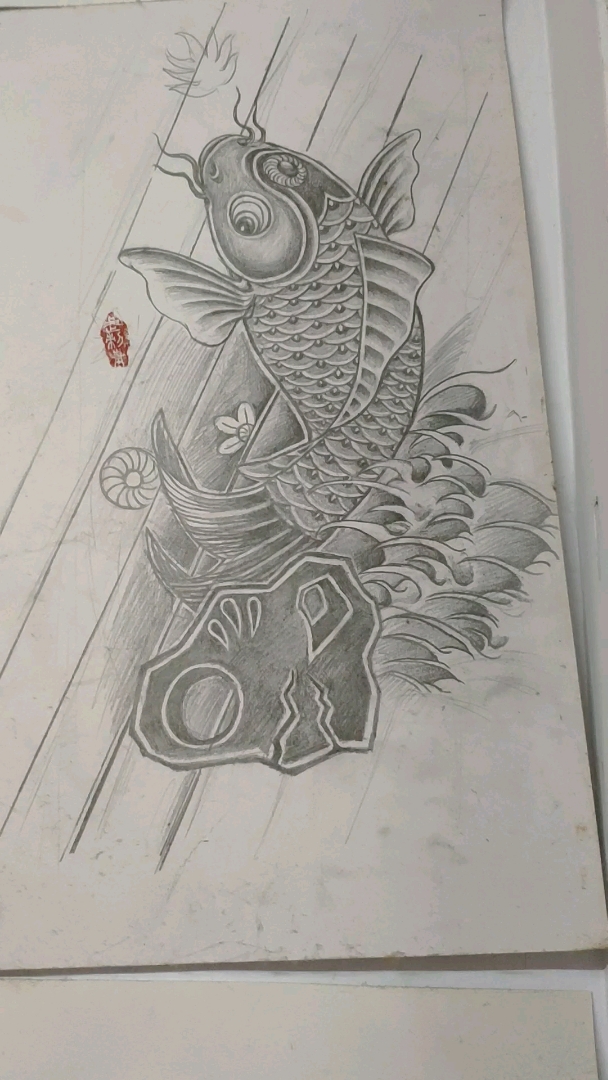 日式鱼纹身手稿,,:不错。