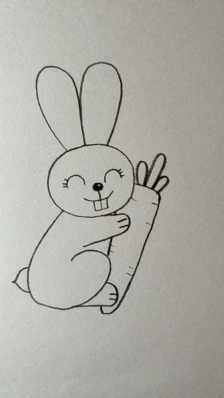 #简笔画#用0123画抱着胡萝卜的小白兔